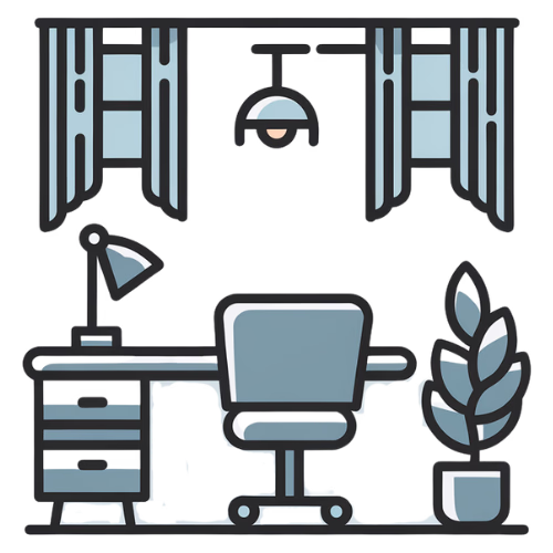 Home office addition with built-in shelving