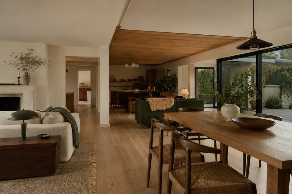 Family room addition opening onto a Los Angeles garden