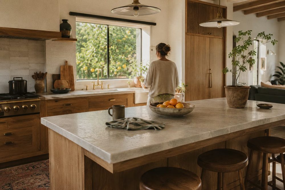Expanded kitchen with island