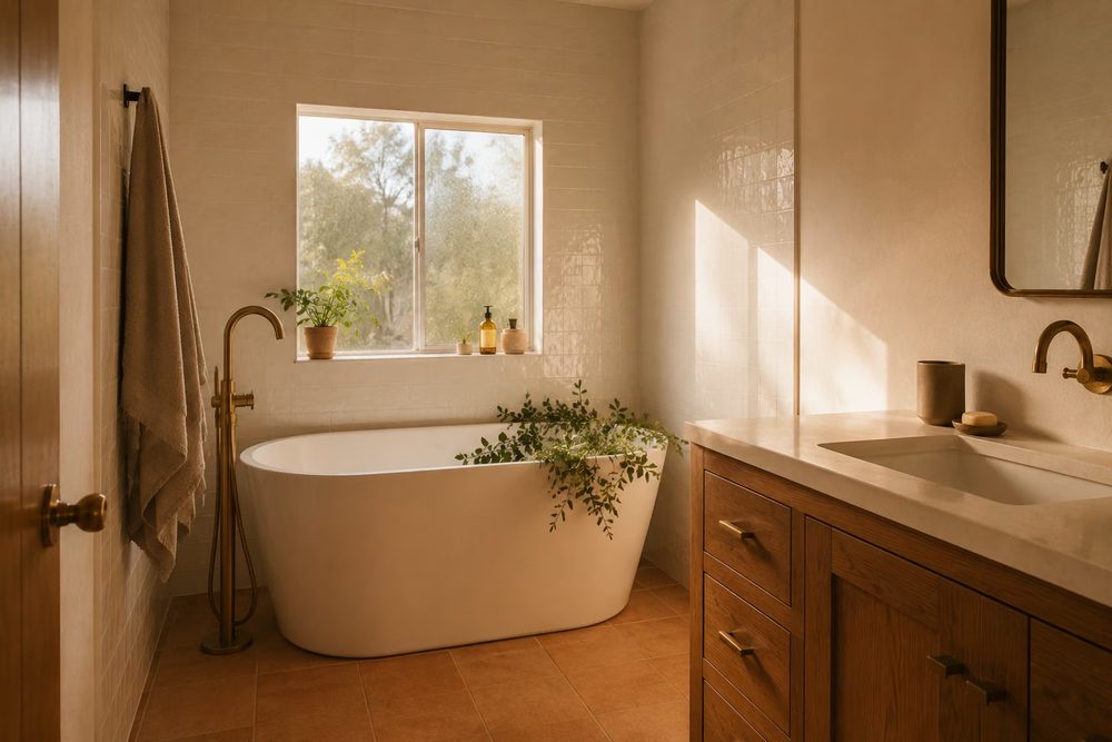 Spa bathroom in a master suite addition
